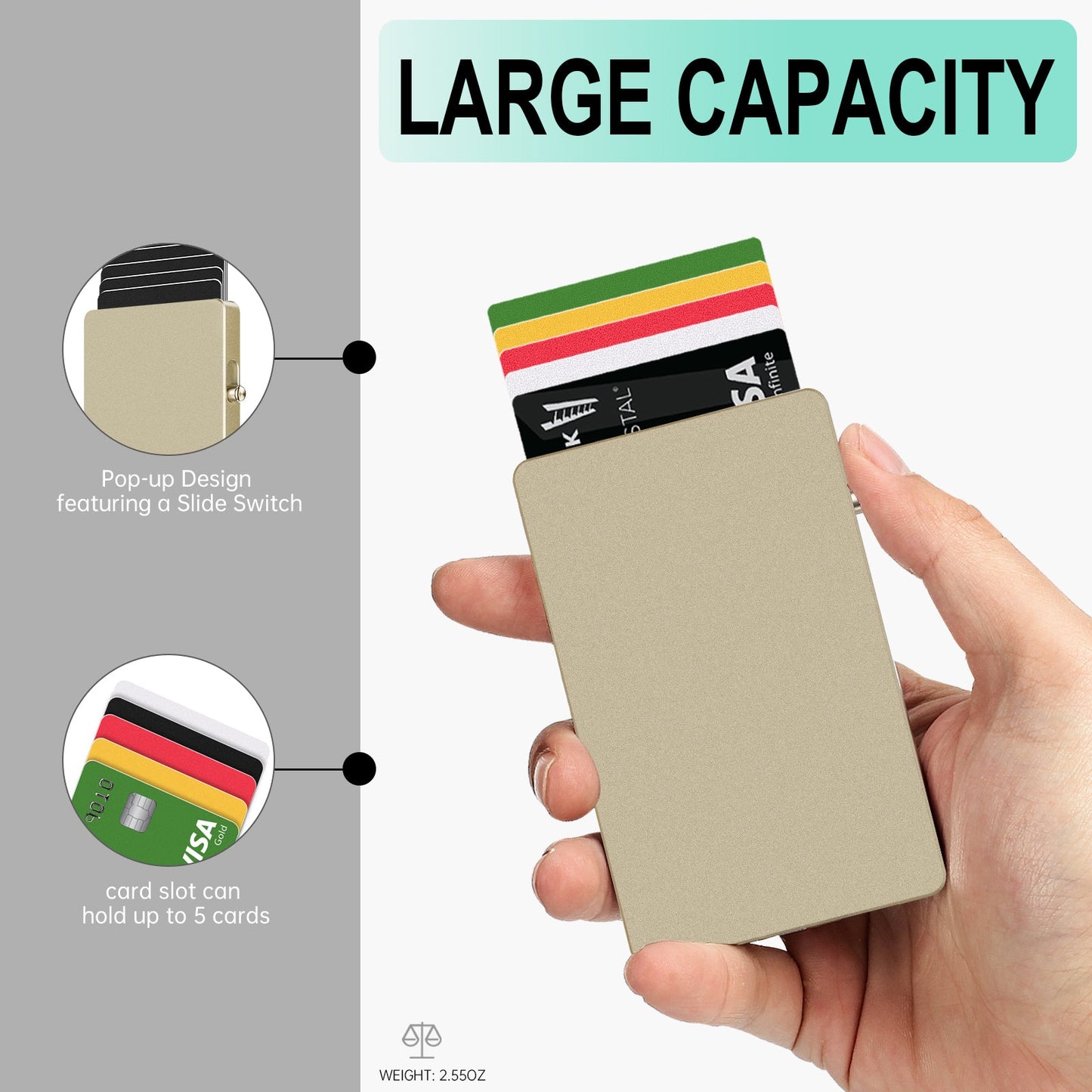 All-Aluminum Pop Up Slide Rfid Slim Basic Card personalized wallet