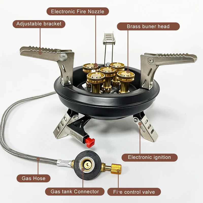 NNEOBA High-Pressure Camping Gas Stove 16000W Butane/Propane Black