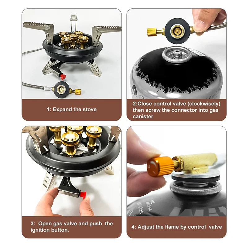 NNEOBA High-Pressure Camping Gas Stove 16000W Butane/Propane Black