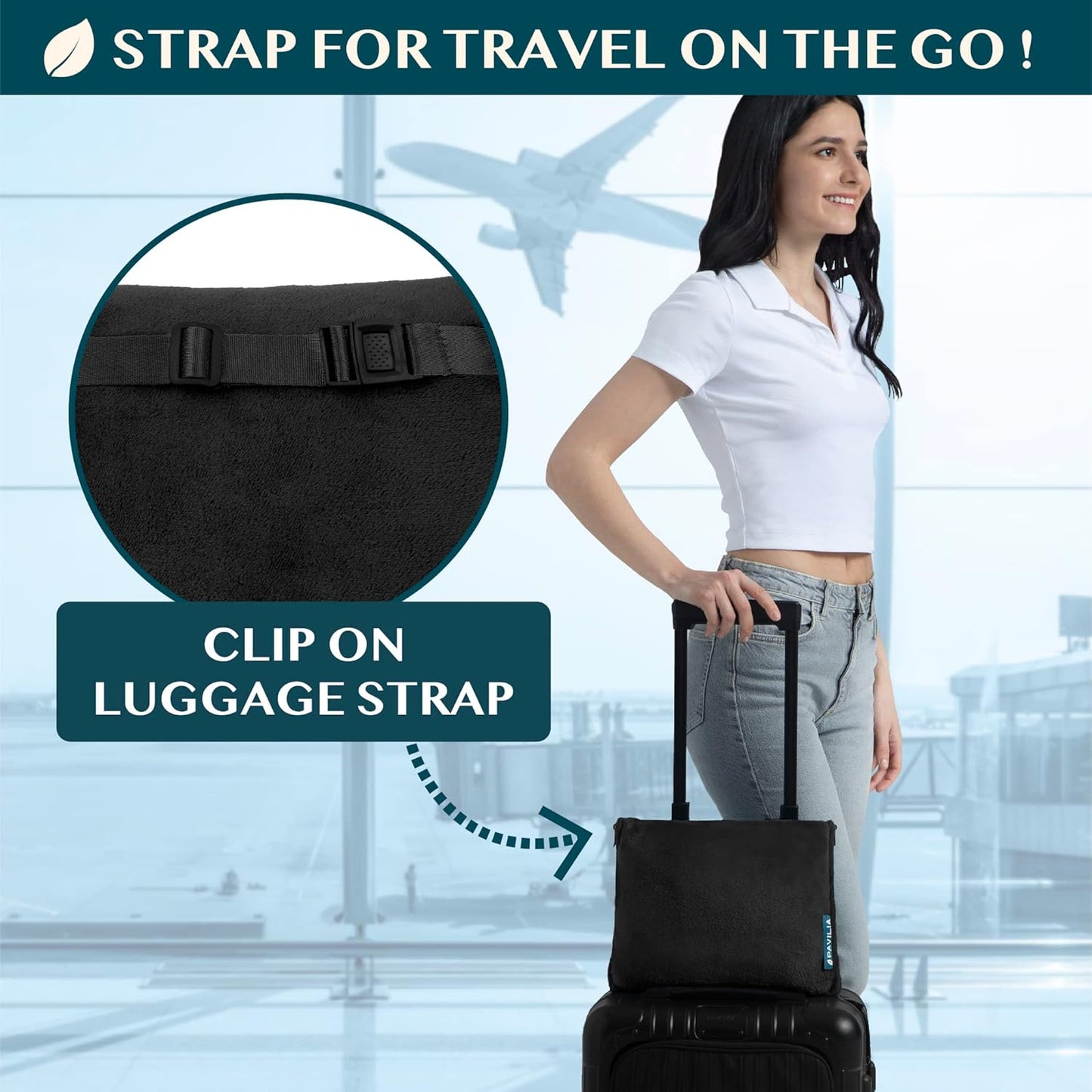 Travel Blanket Pillow, Soft Blanket 2-In-1 Combo Set, Compact Packable 60x43 Black