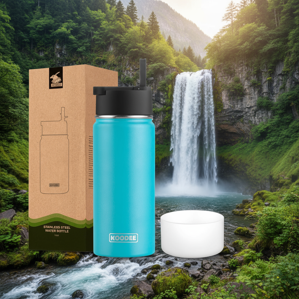 16 oz. Insulated Water Bottle with Straw - Sky Blue