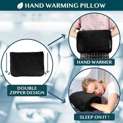 Travel Blanket Pillow, Soft Blanket 2-In-1 Combo Set, Compact Packable 60x43 Black