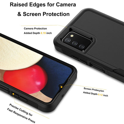 For Samsung Galaxy A03S A13 A14 A23 A32 A34 A53 A54 5G Case, 2 in 1 PC Phone Case ,Rubber & Rugged Shockproof Full Body Protection Case Cover-Black