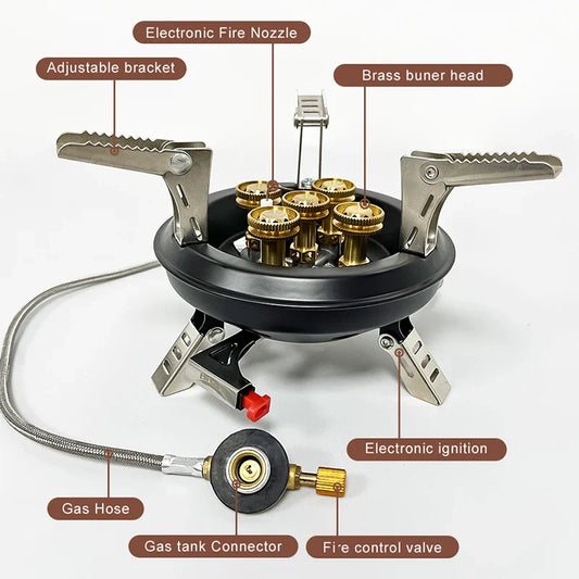 NNEOBA High-Pressure Camping Gas Stove 16000W Butane/Propane Black